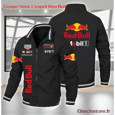 Veste Red Bull Homme Retro 2025 – Coupe-Vent Moto Course Sport Vélo Manteau