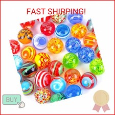 SallyFashion 32PCS Glass Marbles Bulk, 16mm/0.6inch Handmade Colorful Assorted M