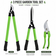 Set of 3 Garden Pruning Tools Tree Lopper, Shears & Secateur Hedge Cutting Set