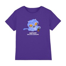 T-shirt Enfant K-Pop Demon Hunters – Tigre Mignon Décalé – Couleur Navy – Taille 9-11 Ans – Coton De Qualité – License Officielle