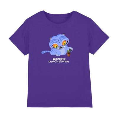 NETFLIX K-Pop Dämonenjäger - süßer Derpy Tiger Cartoon Kinder T-Shirt, lila