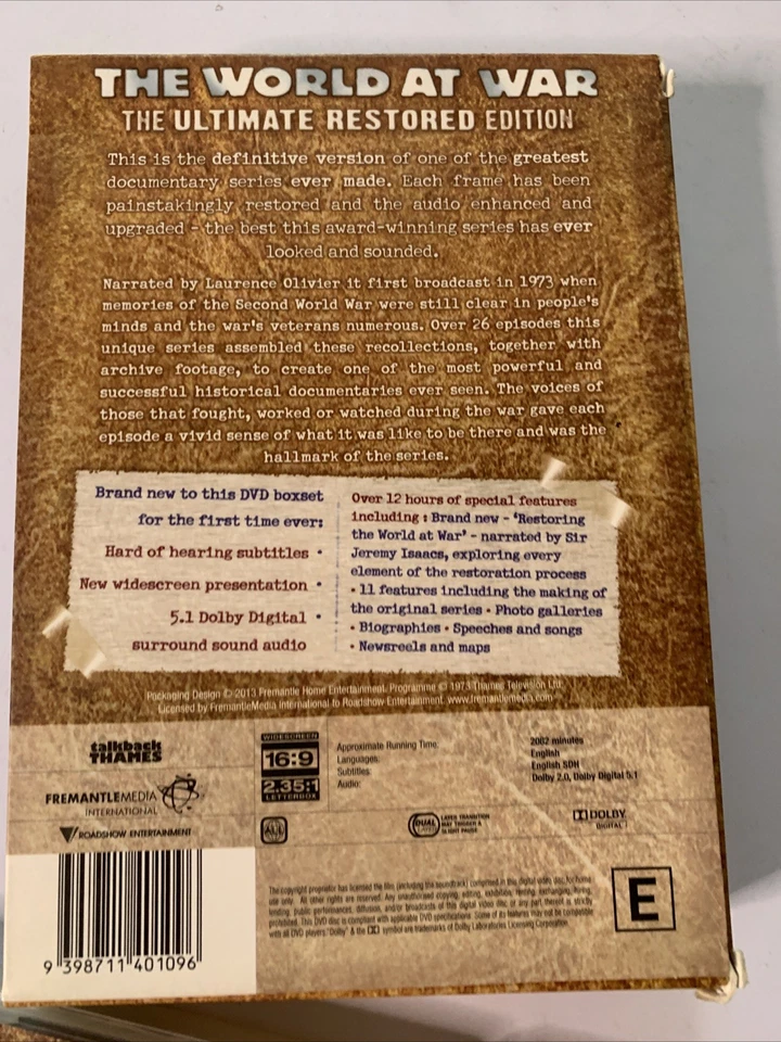 The World at War | Ultimate Restored Edition (DVD, 2011) All Regions - image 3 of 4