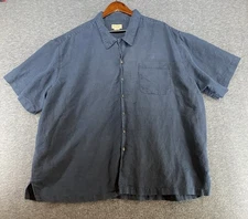Panama Jack Blue Short Sleeve Ramie Cotton Button-Up Shirt Men's Size 3XL