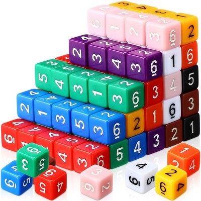 100 Pcs 16mm Colored D6 Dice Set - 6 Sided Polyhedral Gaming Dice for Board Game