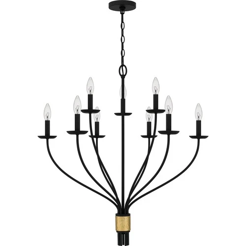 Matte Black Nine Light Chandelier from the Margaret Collection - Picture 2 of 7
