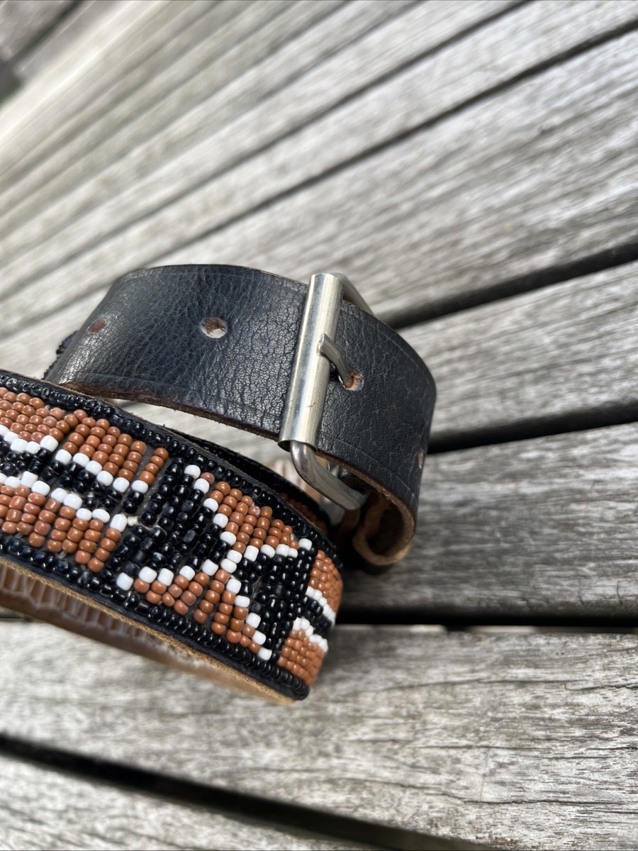 Vintage Hand Made Small Beaded Leather Cowgirl Boho Western  display picture 2