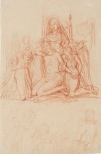 K. WACH (1787-1845), Beweinung Christi, Pietà, Rötel Klassizismus Religiös