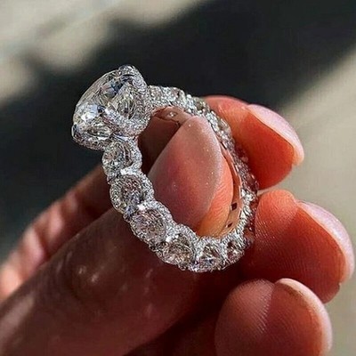 Attraktiver Verlobungsring rund Lab Created Diamant 14k Weißgold vergoldet 5Ct