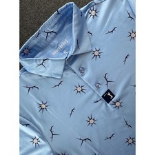 Bogey Bros Golf Polo Shirt Men's Small Light Blue Graphic Print Short Sleeve