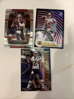 Lot of 3 Tom Brady 2020 Select Unbreakable Select Concourse And Optic T Minus