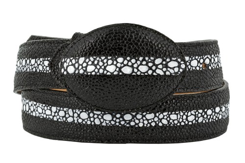 Western Cowboy Leder Gürtel Stingray Row Stone schwarz Rodeo Schnalle Cinto Vaquero - Bild 1 von 2