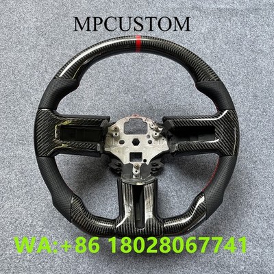 Red Stripe Real Carbon Fiber Steering Wheel Fit For Ford Mustang GT 2010-2014
