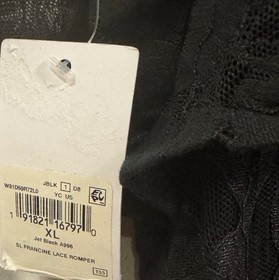 Guess SL Francine Lace Romper Womens XL Black Sleeveless Ruffle Trim Adjustable