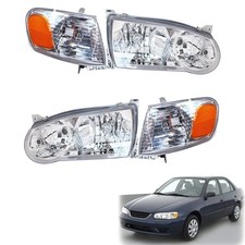 2-Pack Headlights Assembly Headlamps with Corner Signal Lamp Clear Lens Left ...