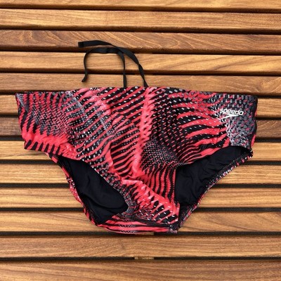 Speedo Men black red print swim Brief Swimwear size 34 36 38 | eBay