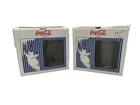Vintage Coca-Cola Glass Mugs Clear Frosted w/ Polar Bear Drinking Handles NEW