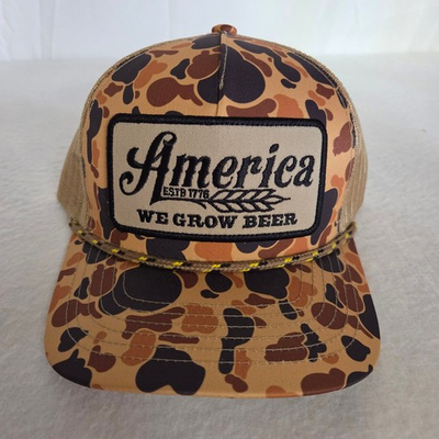 #ad Rural Cloth Hat Men#x27;s Old School Camo We Grow Beer Snapback $17.49