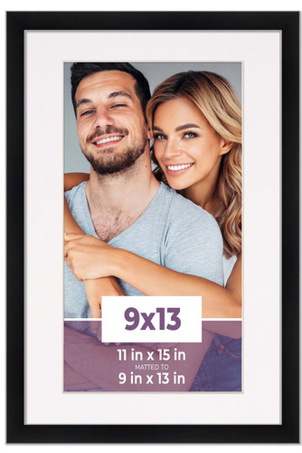 9x13 Frame Black With White Picture Mat For 9x13 Photo - Black 11x15 Frame To Di
