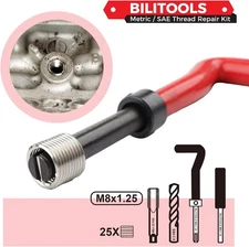BILITOOLS M8x1.25 Thread Repair Kit, HSS Drill Helicoil Repair Kit Metric