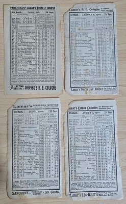 Antique 1891-1900 Patent Medicine Ads Lamar s Buchu Sanodine Calendar  Ephemera