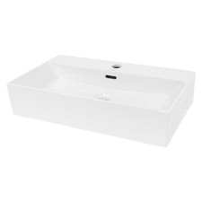 Lavabo lavamano rettangolare da appoggio ceramica lavandino bianco 605x365 mm