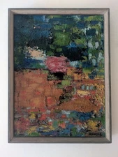 Vintage mcm Cynthia Reeves Snow midcentury Oil Painting Abstract Impressionist