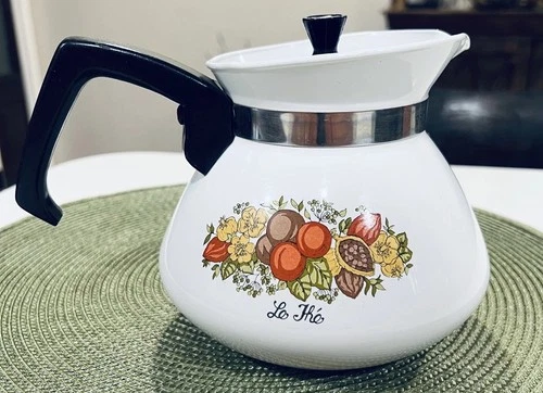 Vtg Corning Ware P-104 Spice of Life "Le The" 6 Cup Coffee Tea Pot Kettle W/Lid
