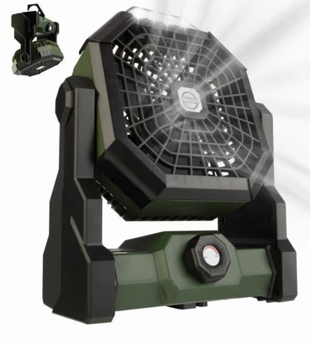 Wakeman Outdoors Camping Fan with Tent Light Rechargeable 5400mAh Battery Green - Picture 1 of 7