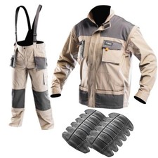 Profi Pantalons de Travail Veste de Travail Salopette Protège-genoux Beige