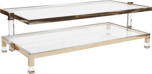Goldwyn Coffee Table with Glass, Gold Frame and Acrylic - Picture 2 of 5