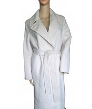 MNG Handmade Beige Wool Blend Long Belted Coa...