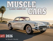 2026 American Muscle Cars Illustrated Wall Calendar 16-Month XL | FREE SHIPPING