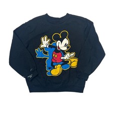 Disney VTG 90s Mickey Mouse Shadow Crewneck Sweatshirt FLAW Black Youth Large