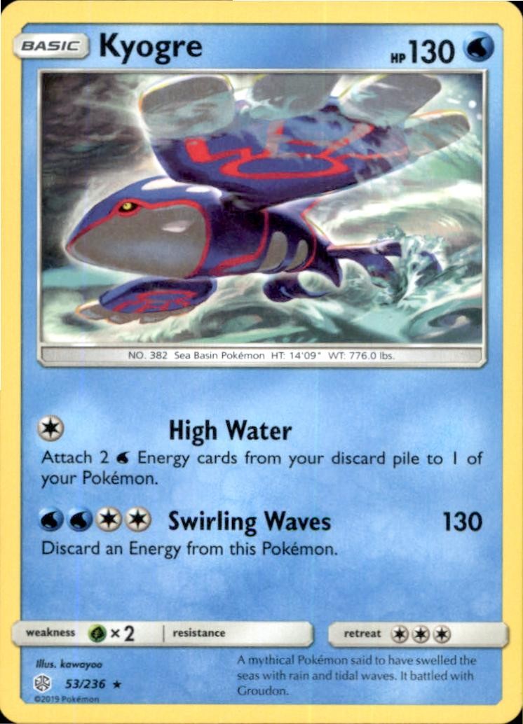 Kyogre 53/236 Rare Cosmic Eclipse Pokemon Near Mint