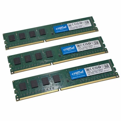 3x 4GB Crucial CT51264BD160B.C16FPD2 Desktop PC DDR3L-1600 RAM Arbeitsspeicher UDIMM