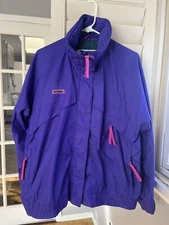 Columbia Vintage Unisex Large Jacket Windbreaker Purple Neon 80s 90s Y2k Rave