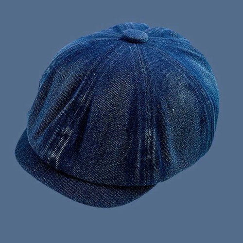 Cap Casual 8 Panel Beret Cabbie Baker Boy Men Washed Denim Newsboy - Picture 11 of 13