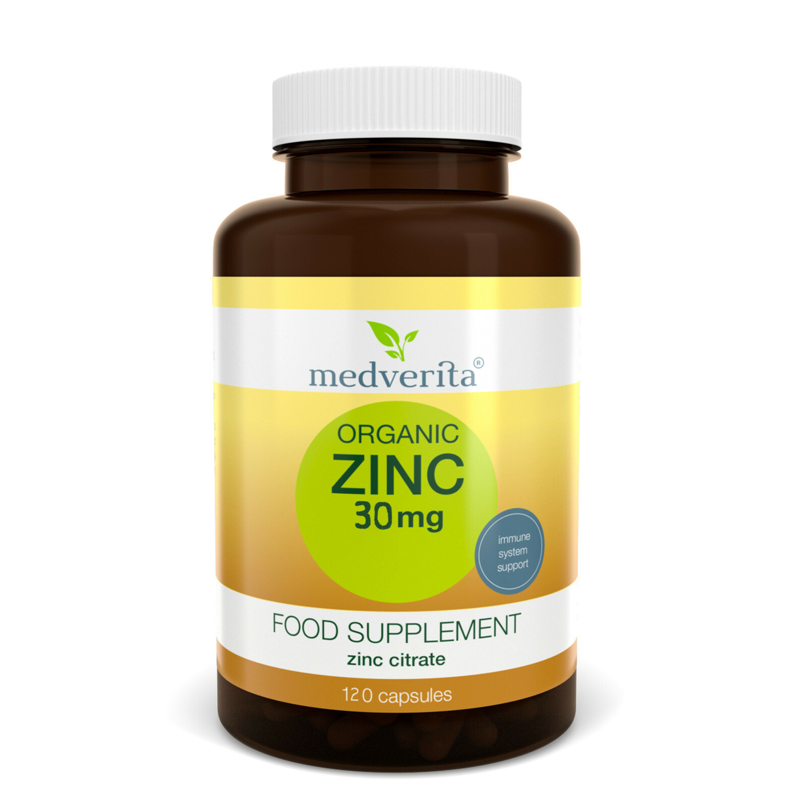 ORGANIC ZINC CITRATE + INULIN (prebiotic fibre) 120 caps NO FILLERS, BINDERS