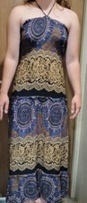 Boho Maxi Dress Multi Color Size S/M EUC