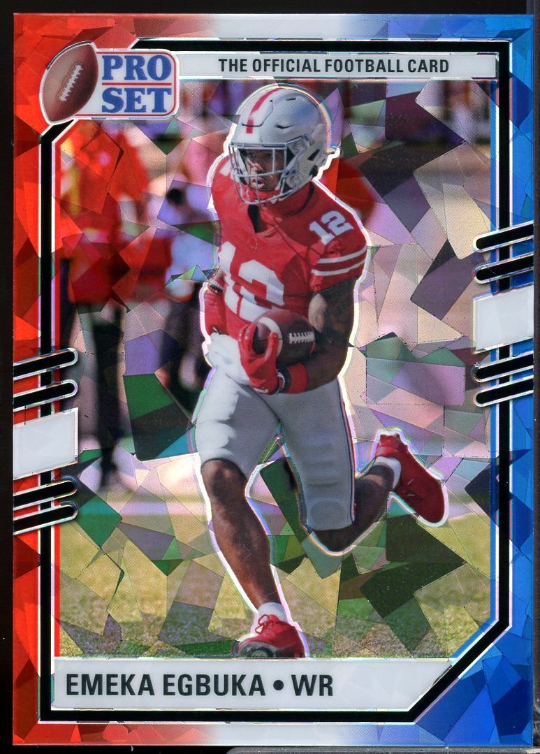 Emeka Egbuka 2022 Pro Set Metal Draft Prospects Crystal Red White Blue #PSBEE1 