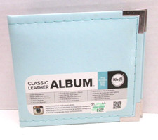 NEW We R Classic Leather D-Ring Album 4"X4" BLUE with 16 PAGE PROTECTORS