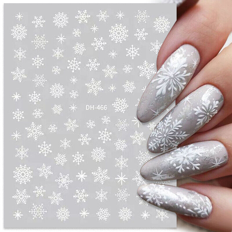 white and silver christmas nail designs