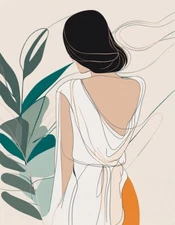 Digital Minimalist Line Art Woman Portrait - Modern Abstract Wall Art Print