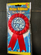 Dad to Be Award Ribbon Baby Shower Button Red Award Ribbon