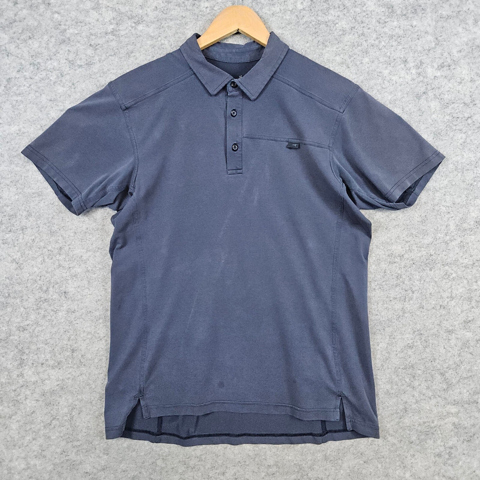 ARC'TERYX Polo uomo Arcteryx grigio scuro prigioniera taglia M misto cotone preppy DIFETTOSA