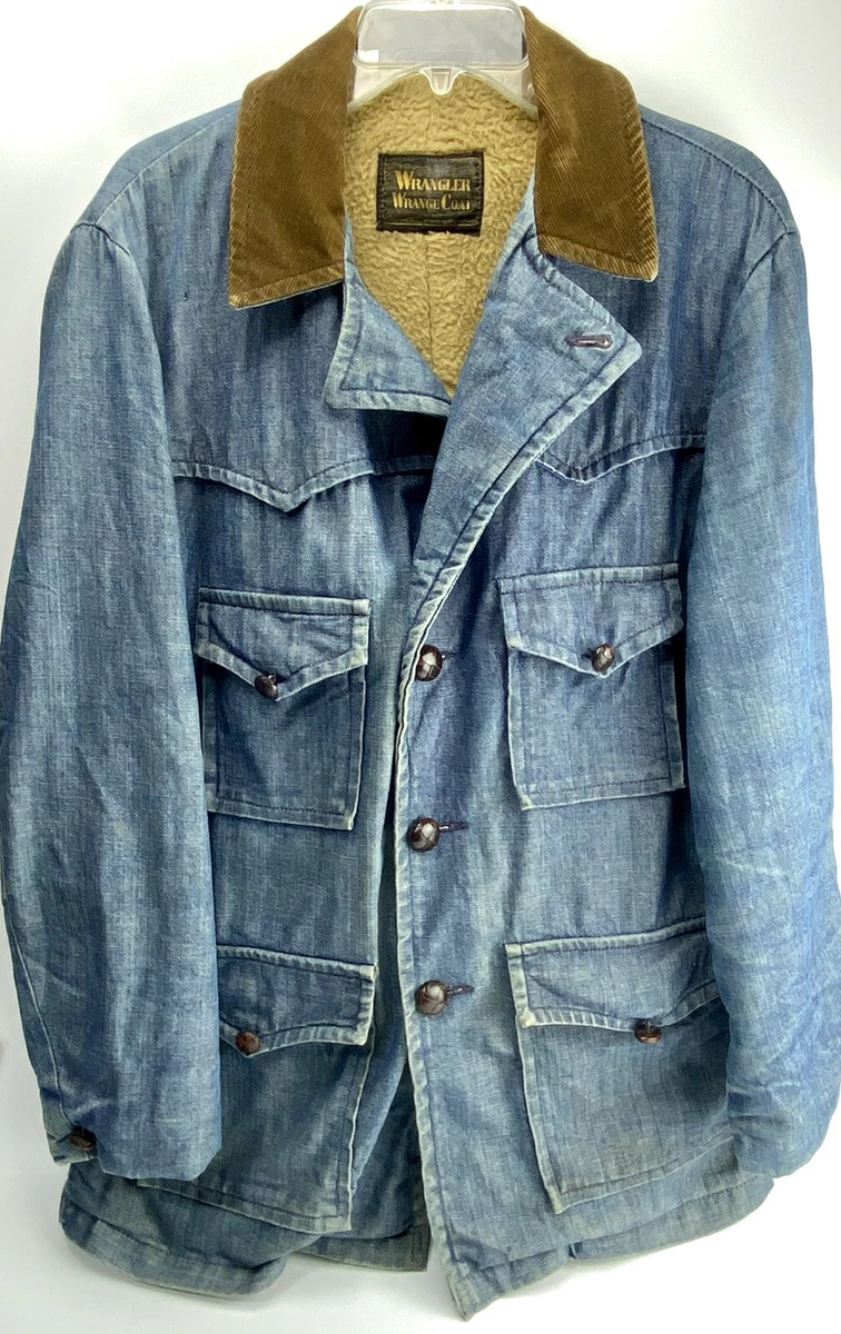 VTG Wrangler Wrange Coat Western Denim Jacket USA Size 40 Corduroy