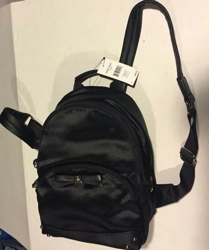 Black Satin/Leather Small Backpack MSRP 