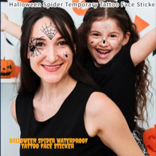 20 Sheets Waterproof Temporary Black Spider web Halloween Tattoo Face Sticker