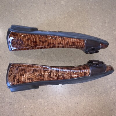 Sofft Mytalini Womens Sz 8 Leather Flats Patent Leopard Print Buckle Ballet 