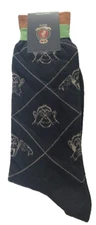 Punto Mens Dress Socks 10-13 Egyptian Cotton Navy Blue Wise Monkeys Italian